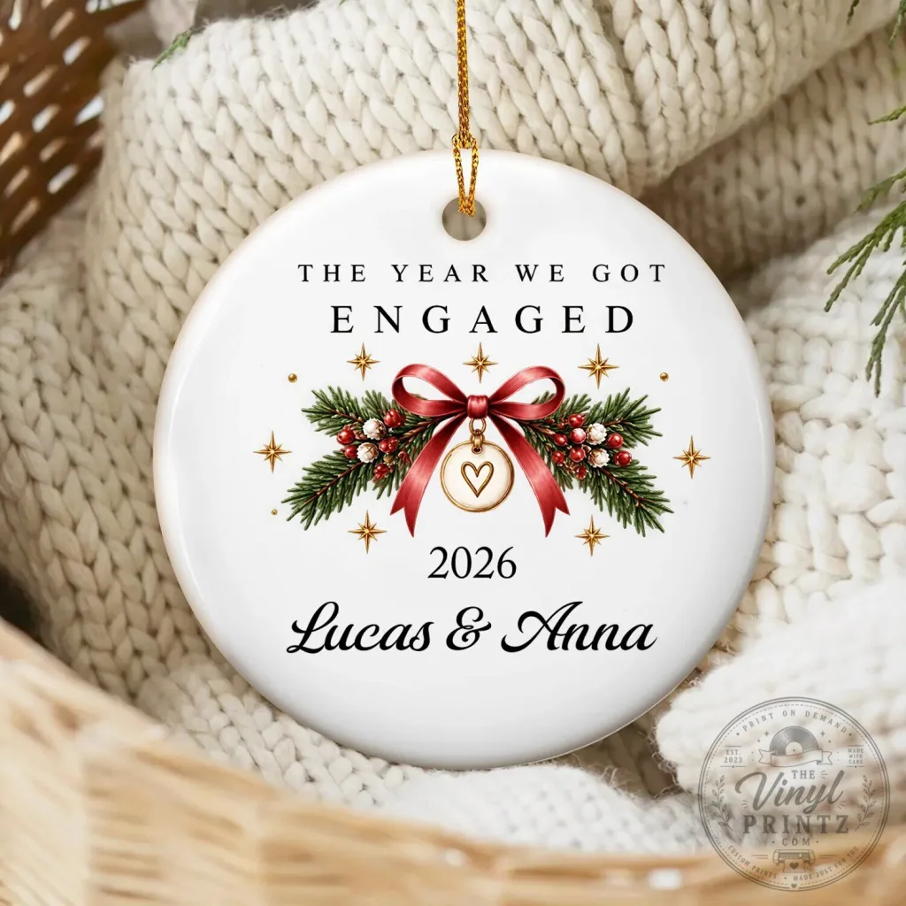 Personalized Engaged Couple Christmas Tree Ornament - The Year We Got Engaged Personalized Engaged Couple Christmas Tree Ornament - The Year We Got Engaged