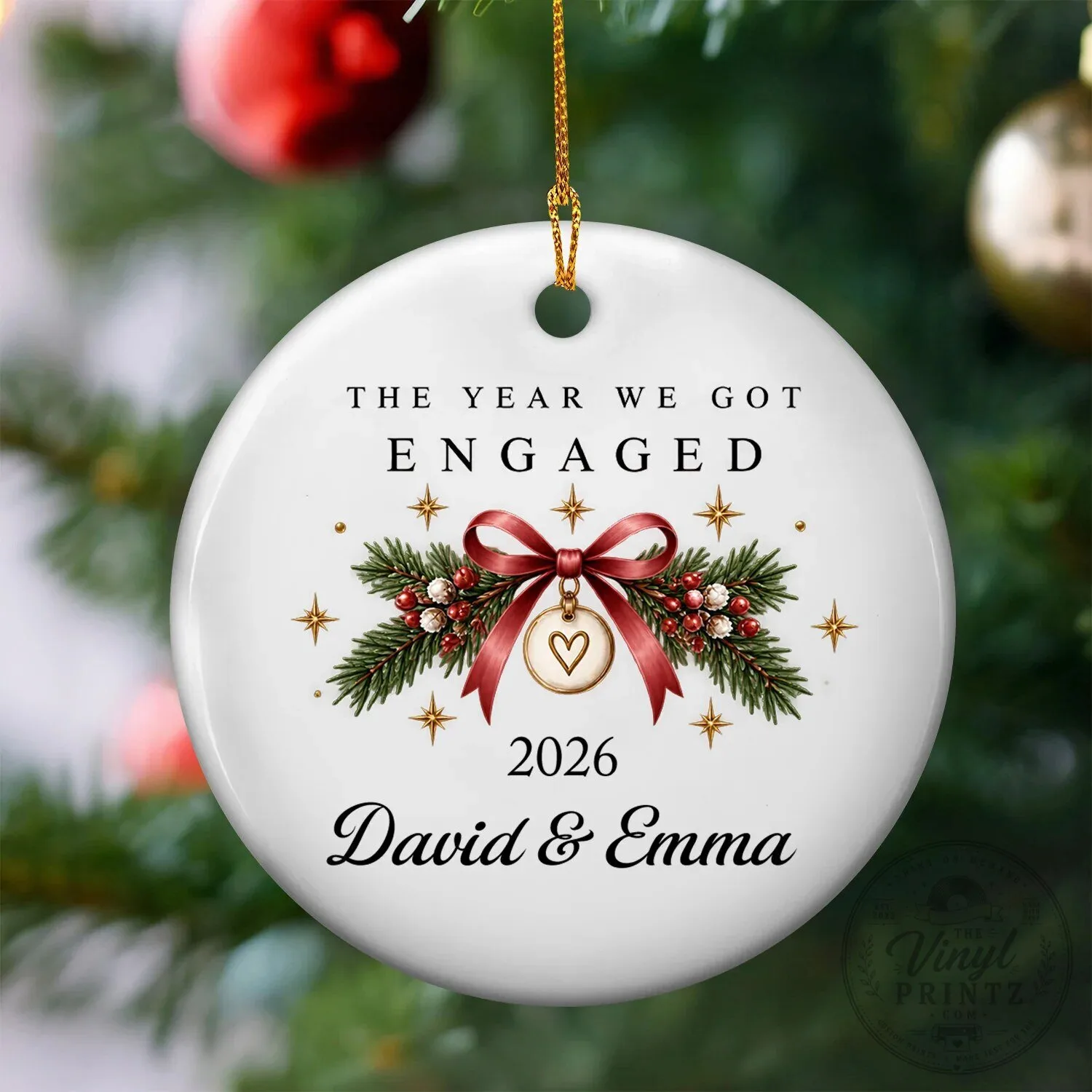 Personalized Engaged Couple Christmas Tree Ornament - The Year We Got Engaged 10 Personalized Engaged Couple Christmas Tree Ornament - The Year We Got Engaged