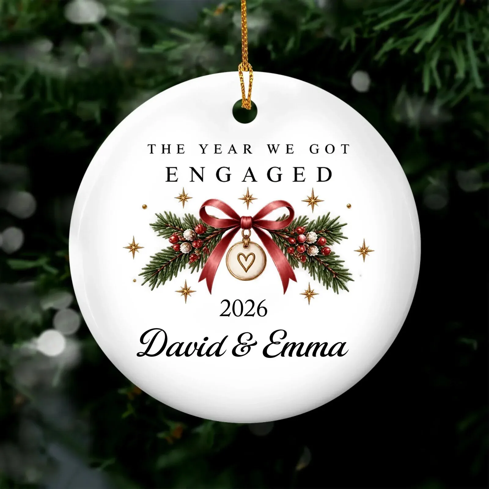 Personalized Engaged Couple Christmas Tree Ornament - The Year We Got Engaged 11 Personalized Engaged Couple Christmas Tree Ornament - The Year We Got Engaged