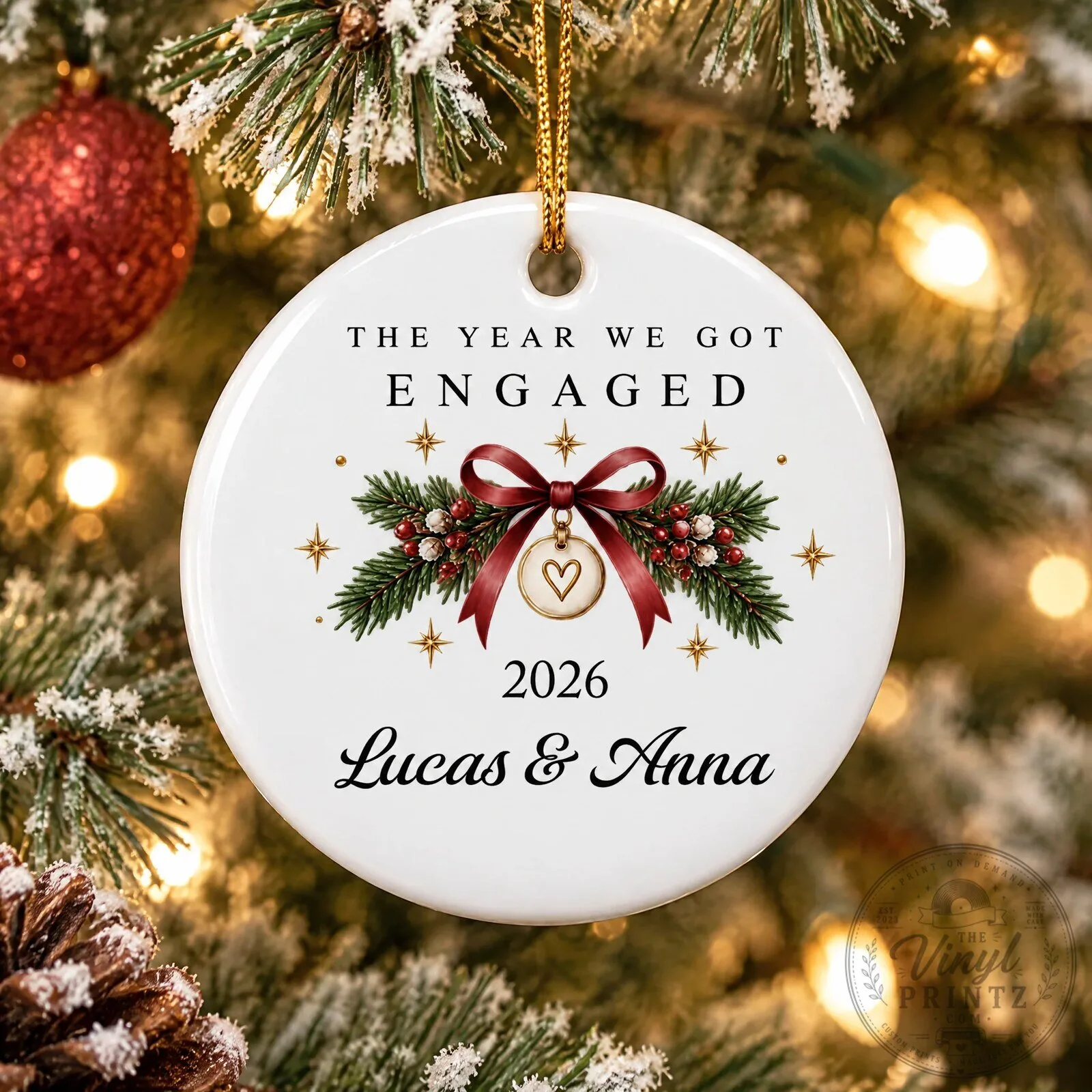 Personalized Engaged Couple Christmas Tree Ornament - The Year We Got Engaged 13 Personalized Engaged Couple Christmas Tree Ornament - The Year We Got Engaged