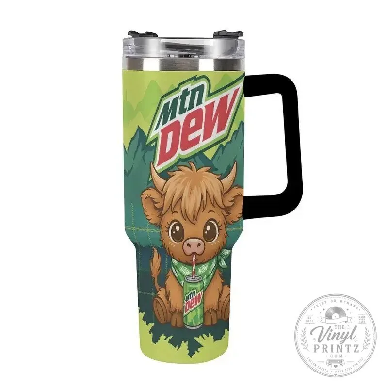 Mountain Dew Highland Calf Cute Animal Insulated Travel Tumbler with Handle