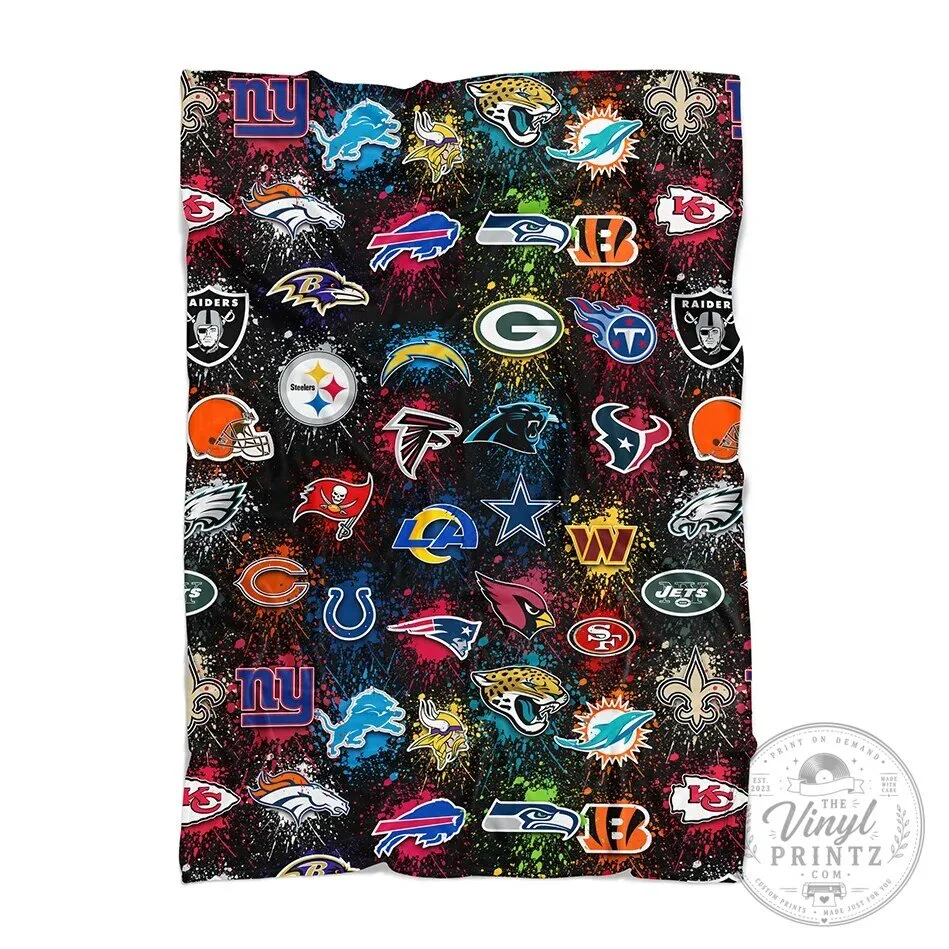 National Football League Teams Splatter Paint Pattern Fleece Blanket 1 National Football League Teams Splatter Paint Pattern Fleece Blanket