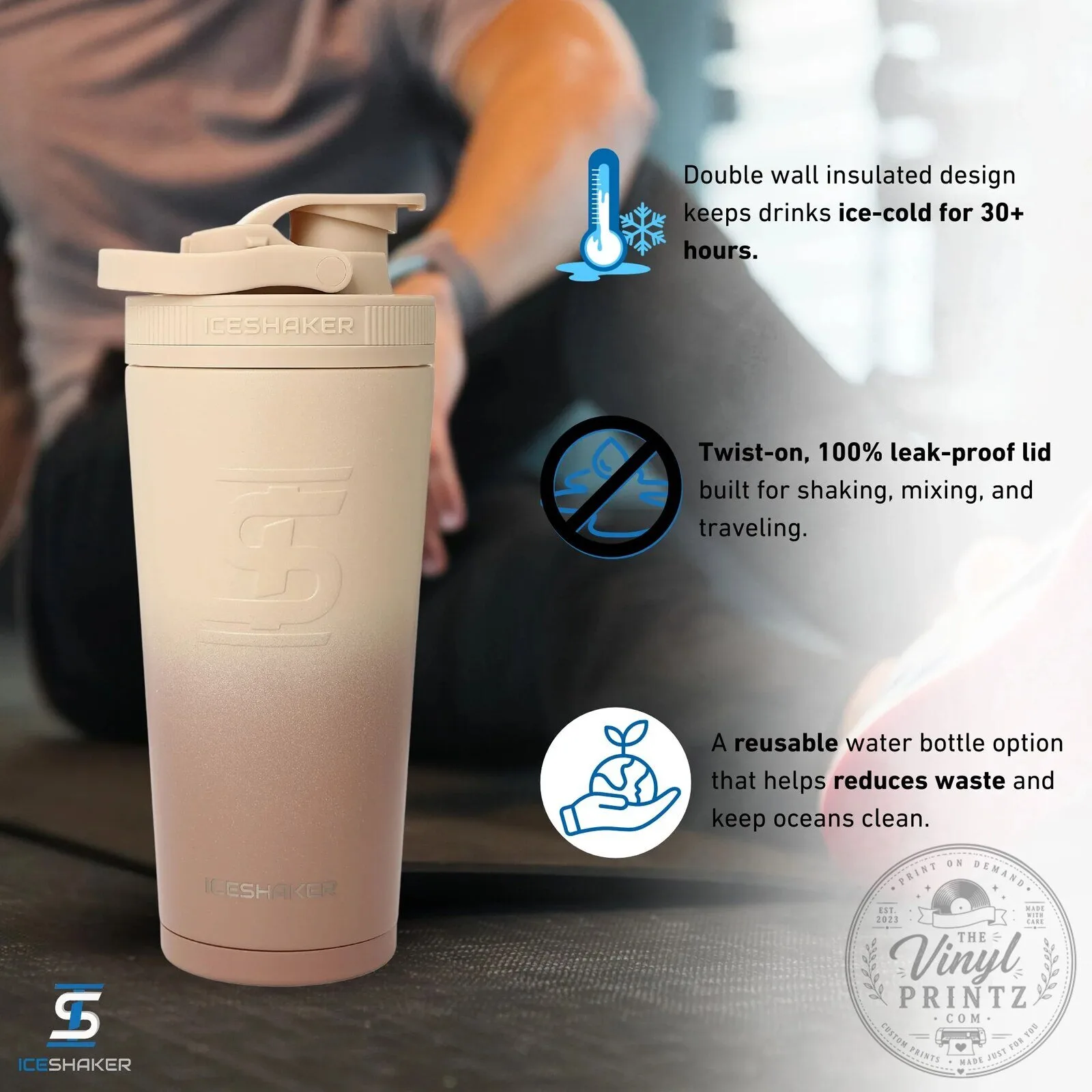 Mocha Ombre Insulated Stainless Steel Protein Shaker Bottle 14 Mocha Ombre Insulated Stainless Steel Protein Shaker Bottle