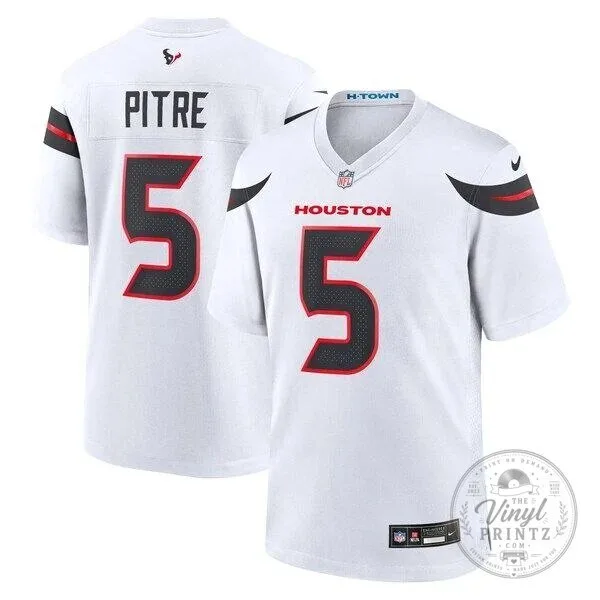 Jalen Pitre Houston Texans White Game Football Jersey 9 Jalen Pitre Houston Texans White Game Football Jersey