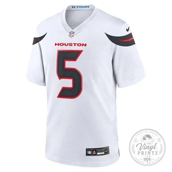 Jalen Pitre Houston Texans White Game Football Jersey 10 Jalen Pitre Houston Texans White Game Football Jersey