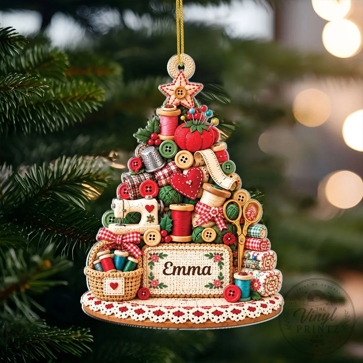 Personalized Sewing Themed Christmas Tree Ornament 11 Personalized Sewing Themed Christmas Tree Ornament