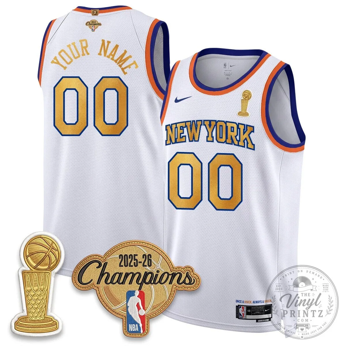 New York Knicks 2025-26 Champions Custom Stitched Basketball Jersey