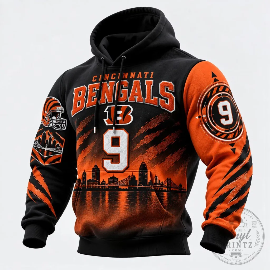 Cincinnati Bengals Football Team Black Orange Hoodie Cincinnati Bengals Football Team Black Orange Hoodie