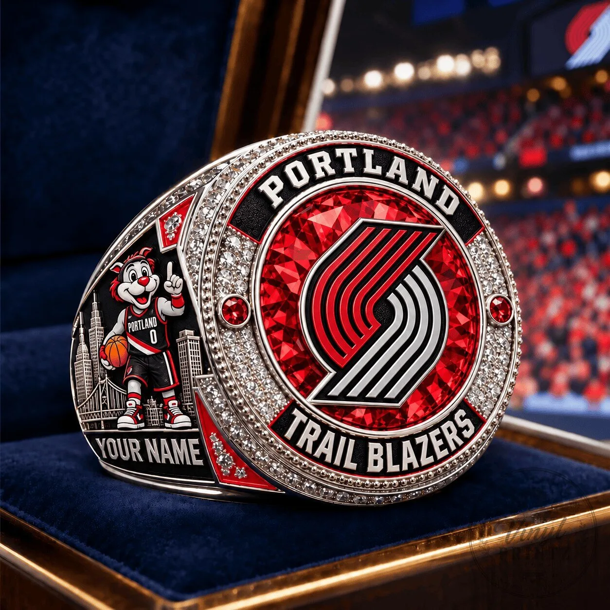Portland Trail Blazers NBA Basketball Championship Ring with Personalized Name 3 Portland Trail Blazers NBA Basketball Championship Ring with Personalized Name