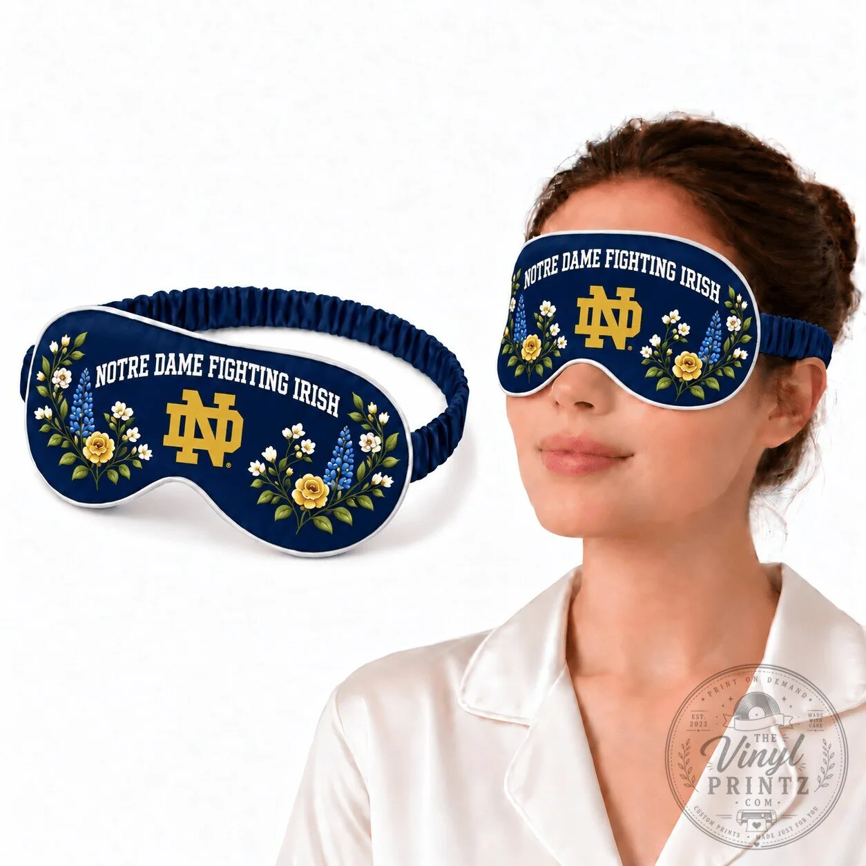Notre Dame Fighting Irish Floral Pattern Sleep Mask Eye Cover
