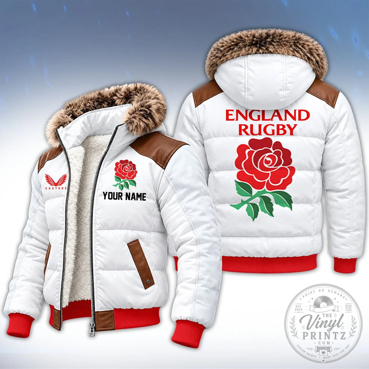 England Rugby Red Rose Custom Name Winter Fleece Jacket 1 England Rugby Red Rose Custom Name Winter Fleece Jacket