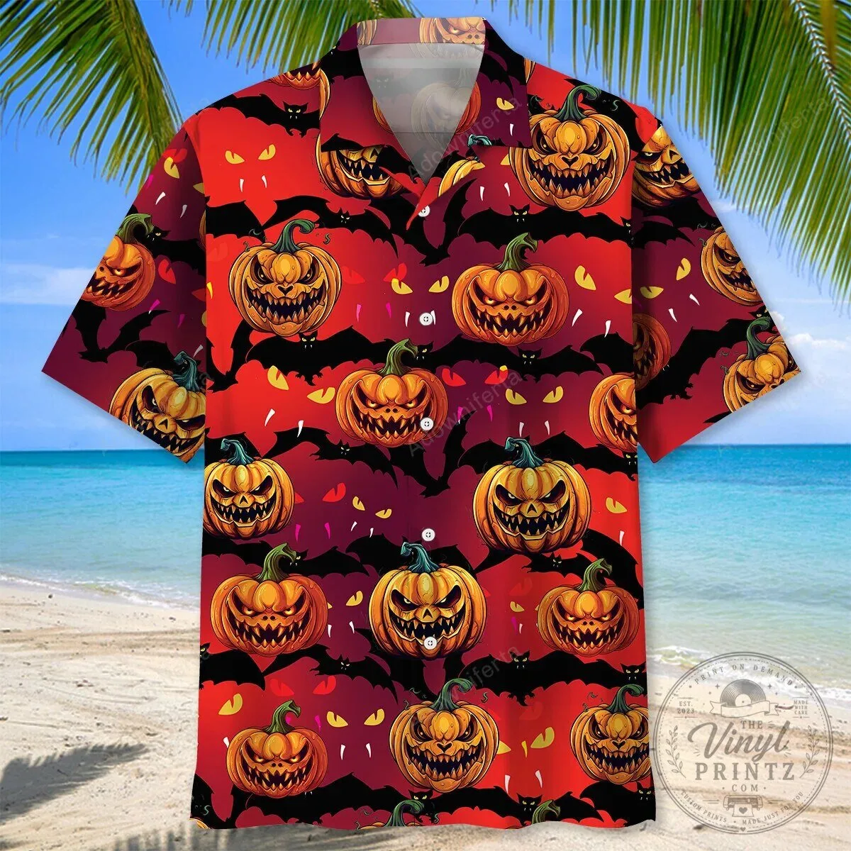 Spooky Jack O'Lanterns and Bats Halloween Hawaiian Shirt 5 Spooky Jack O