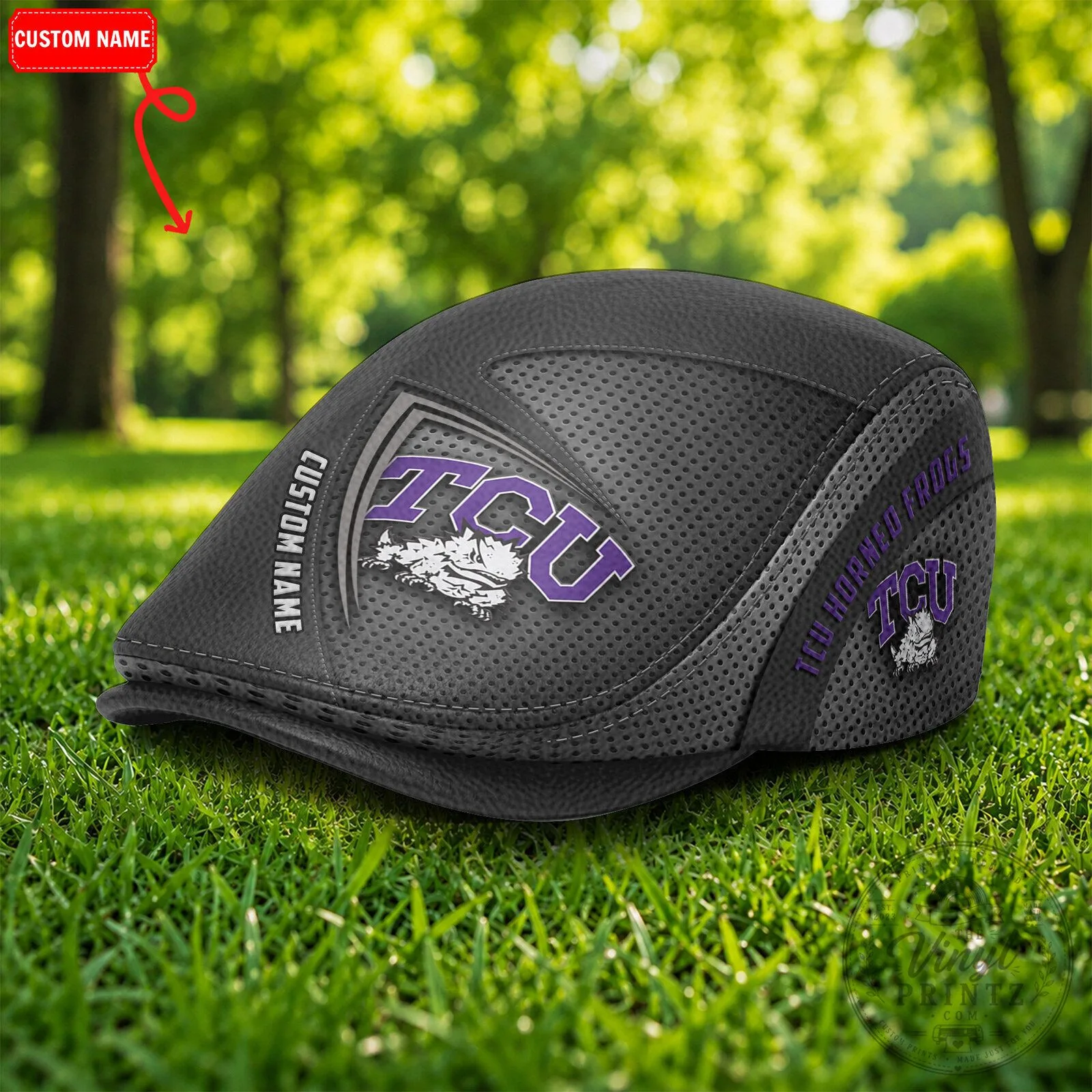 TCU Horned Frogs NCAA Golf Flat Cap, Custom Name Golfing Hat 4 TCU Horned Frogs NCAA Golf Flat Cap, Custom Name Golfing Hat