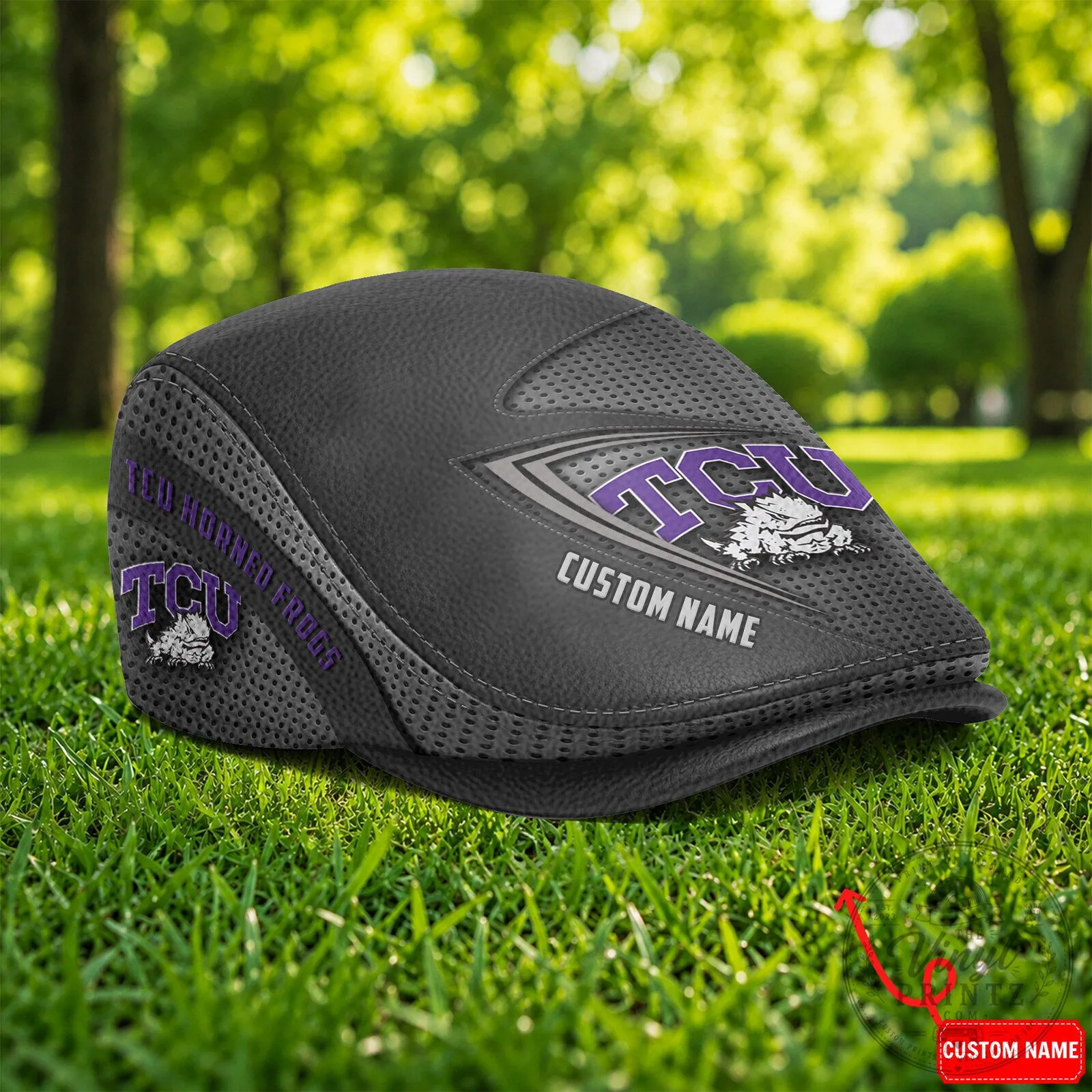 TCU Horned Frogs NCAA Golf Flat Cap, Custom Name Golfing Hat 9 TCU Horned Frogs NCAA Golf Flat Cap, Custom Name Golfing Hat