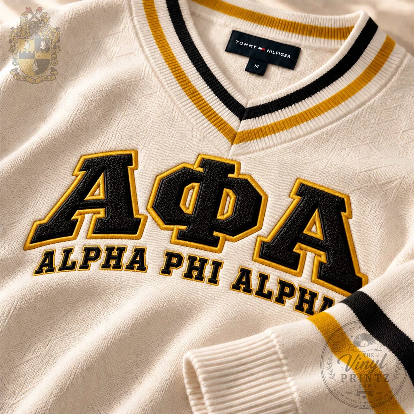 Alpha Phi Alpha Fraternity Embroidered V-Neck Long Sleeve Sweater 1 Alpha Phi Alpha Fraternity Embroidered V-Neck Long Sleeve Sweater