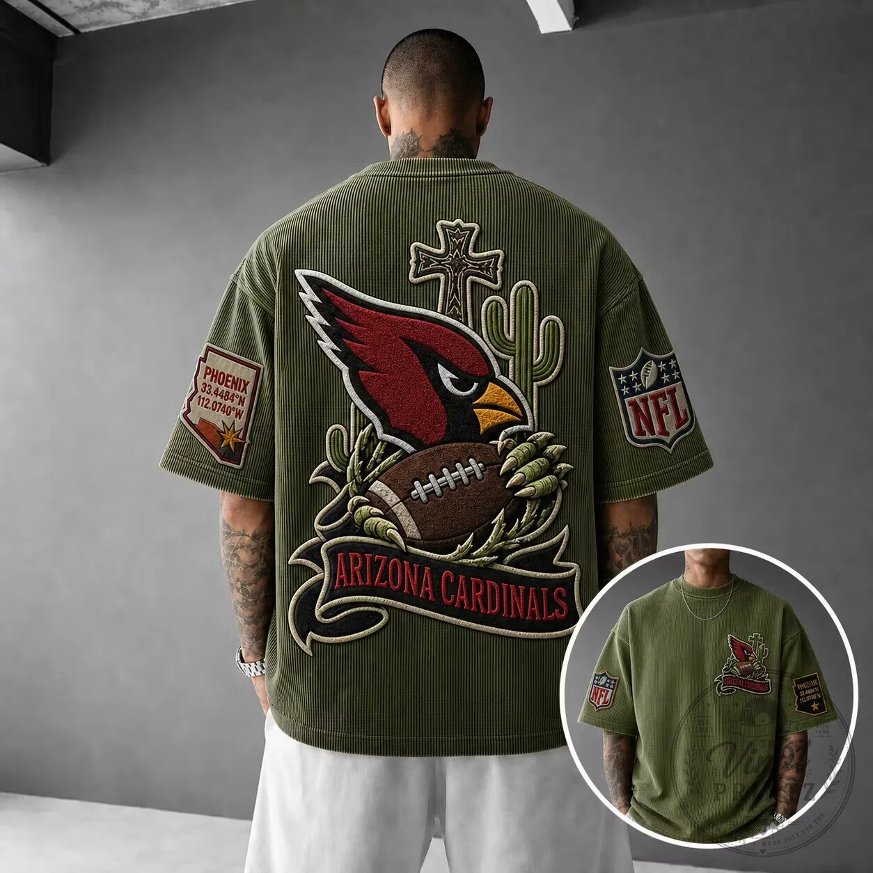 Arizona Cardinals NFL Football Team Corduroy Short Sleeve Button Down Shirt 8 Arizona Cardinals NFL Football Team Corduroy Short Sleeve Button Down Shirt