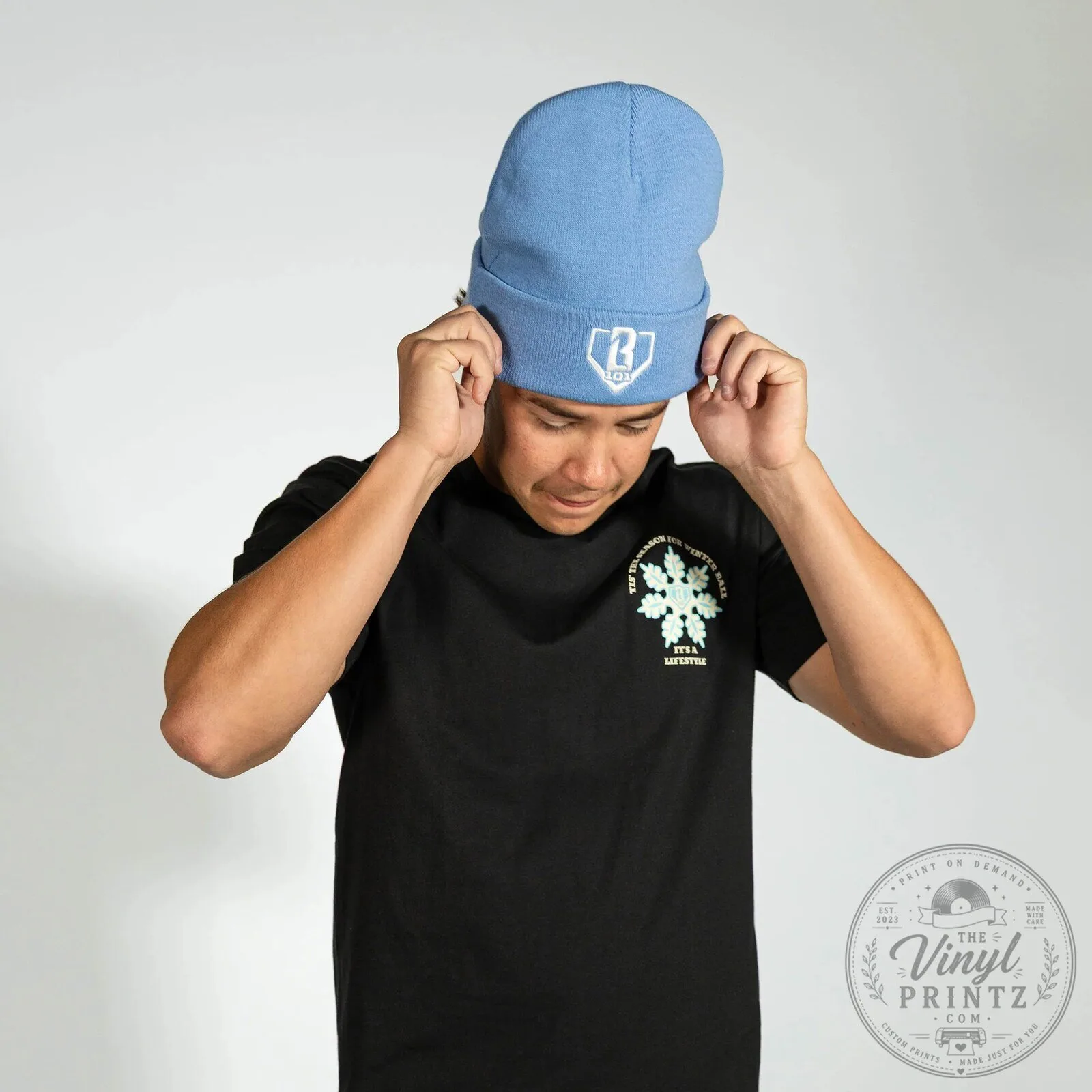 Light Blue Baseball Home Plate 101 Embroidered Beanie Cap Hat 9 Light Blue Baseball Home Plate 101 Embroidered Beanie Cap Hat