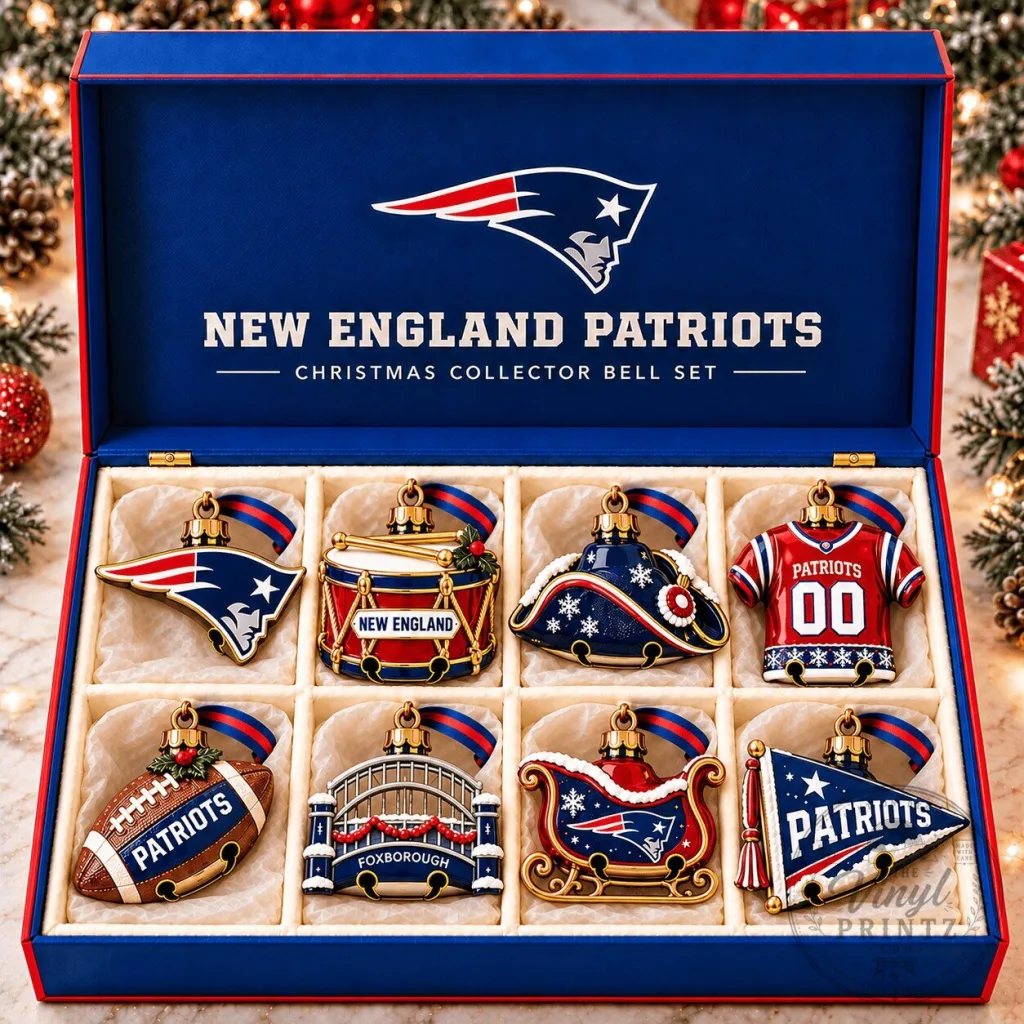 New England Patriots Christmas Collector Bell Set Holiday Tree Ornaments New England Patriots Christmas Collector Bell Set Holiday Tree Ornaments