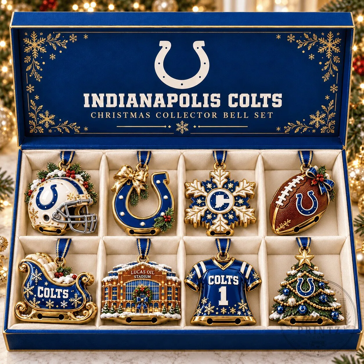 Indianapolis Colts Christmas Collector Bell Set Holiday Ornament
