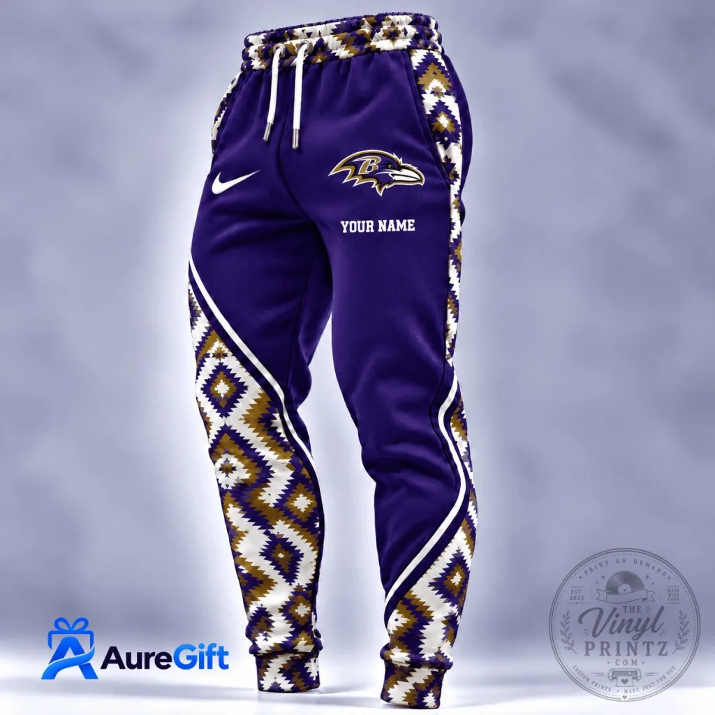 Baltimore Ravens NFL Personalized Native American Pattern Purple Pants Baltimore Ravens NFL Personalized Native American Pattern Purple Pants