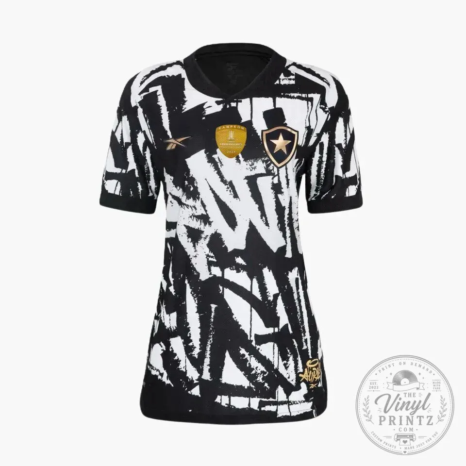 Botafogo Futebol e Regatas Black and White Graffiti Pattern Soccer Jersey