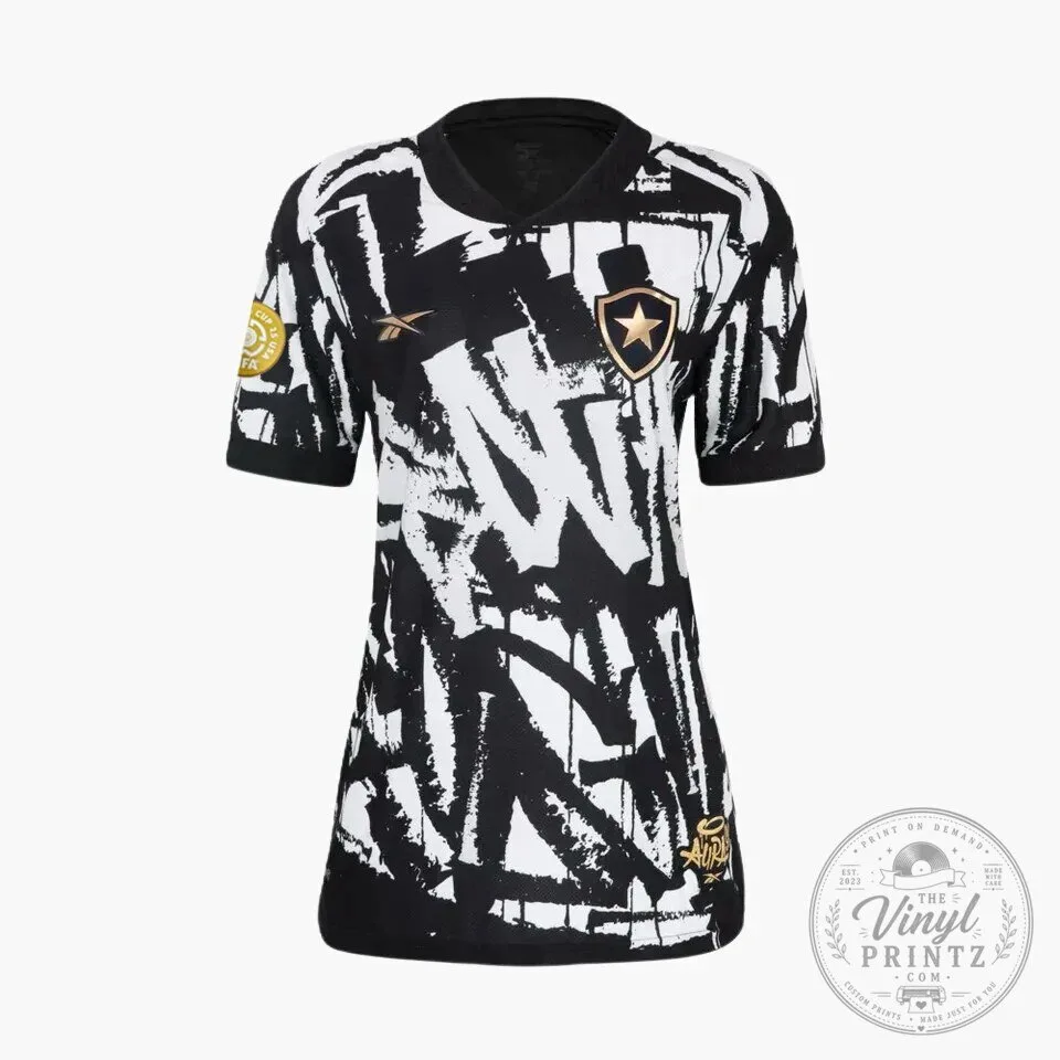 Botafogo Futebol e Regatas Black and White Graffiti Pattern Soccer Jersey 17 Botafogo Futebol e Regatas Black and White Graffiti Pattern Soccer Jersey