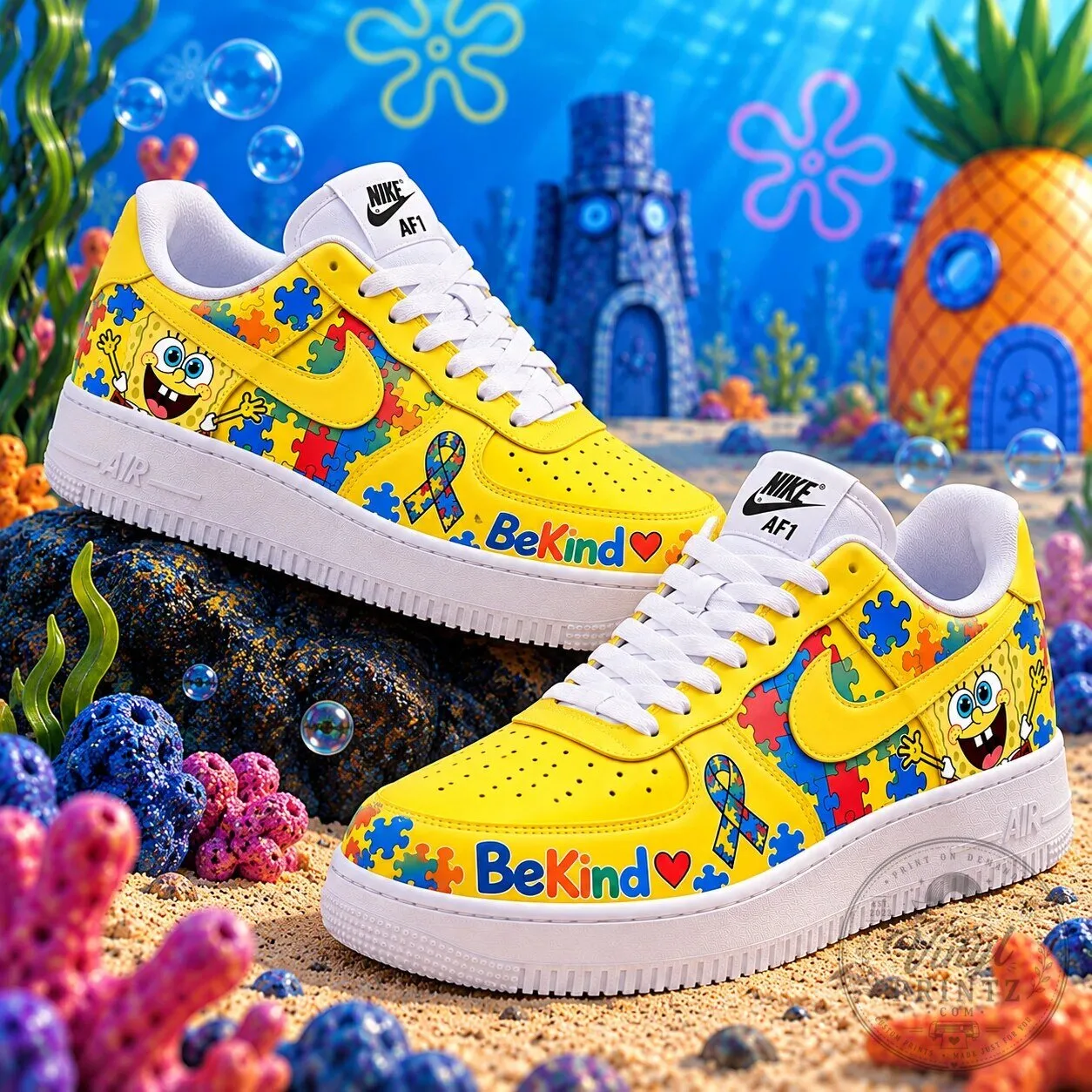 SpongeBob SquarePants Be Kind Autism Awareness Yellow Shoes