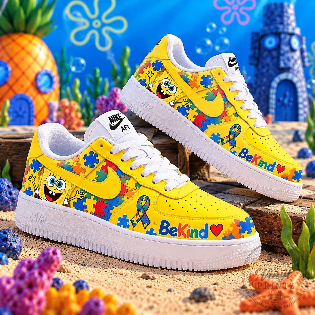 SpongeBob SquarePants Be Kind Autism Awareness Yellow Shoes 5 SpongeBob SquarePants Be Kind Autism Awareness Yellow Shoes