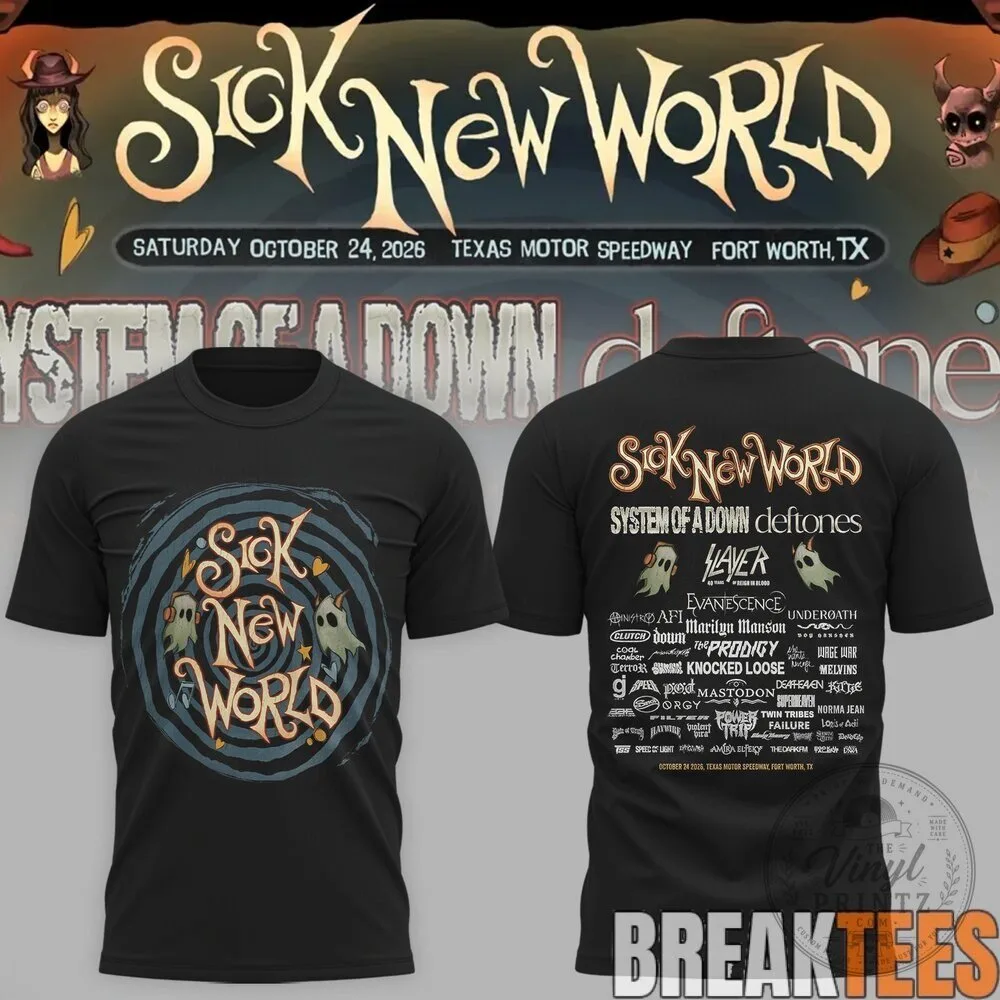 Sick New World Festival 2026 Band Lineup Concert Event Gray T-Shirt 9 Sick New World Festival 2026 Band Lineup Concert Event Gray T-Shirt