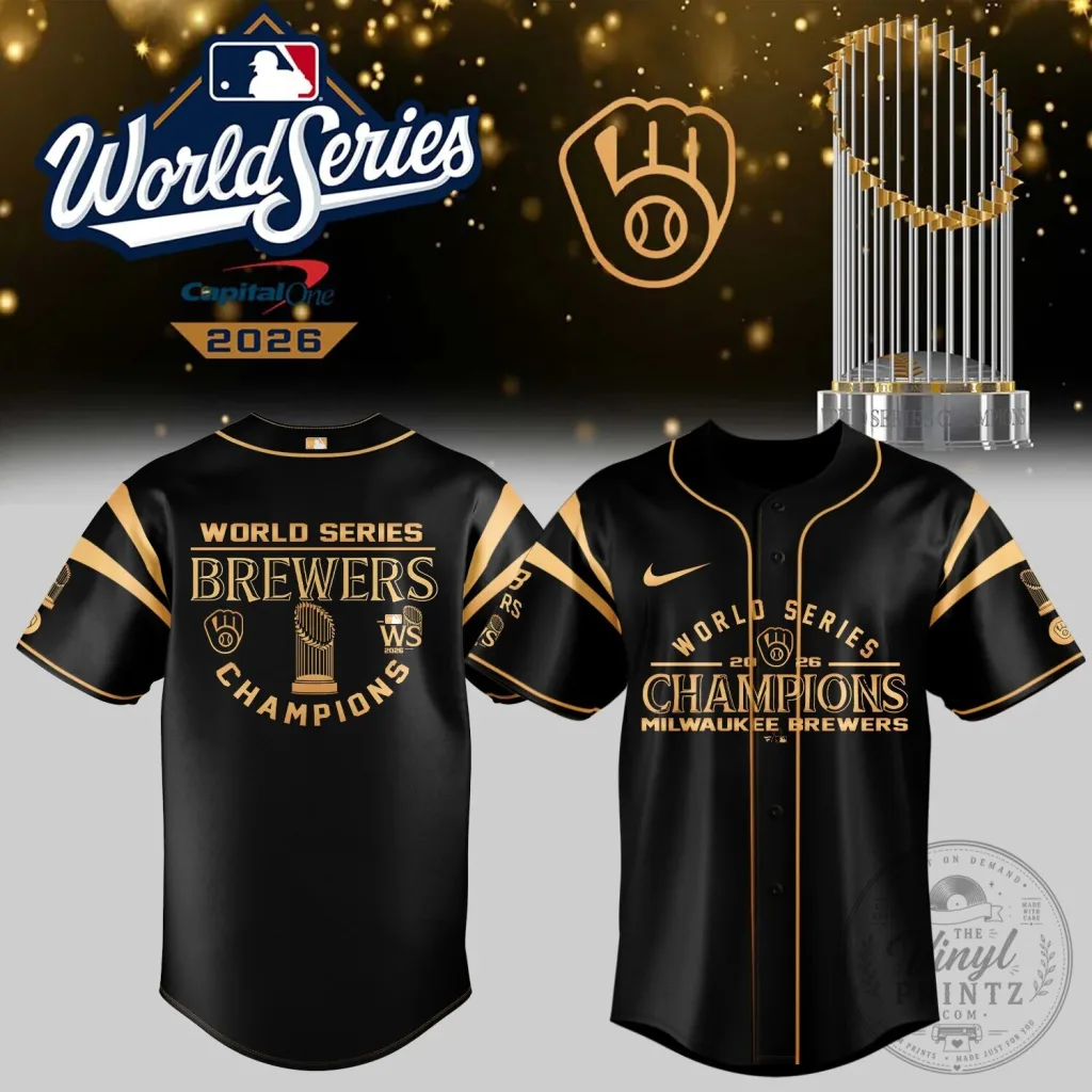 Milwaukee Brewers 2026 World Series Champions Black Baseball Jersey Milwaukee Brewers 2026 World Series Champions Black Baseball Jersey