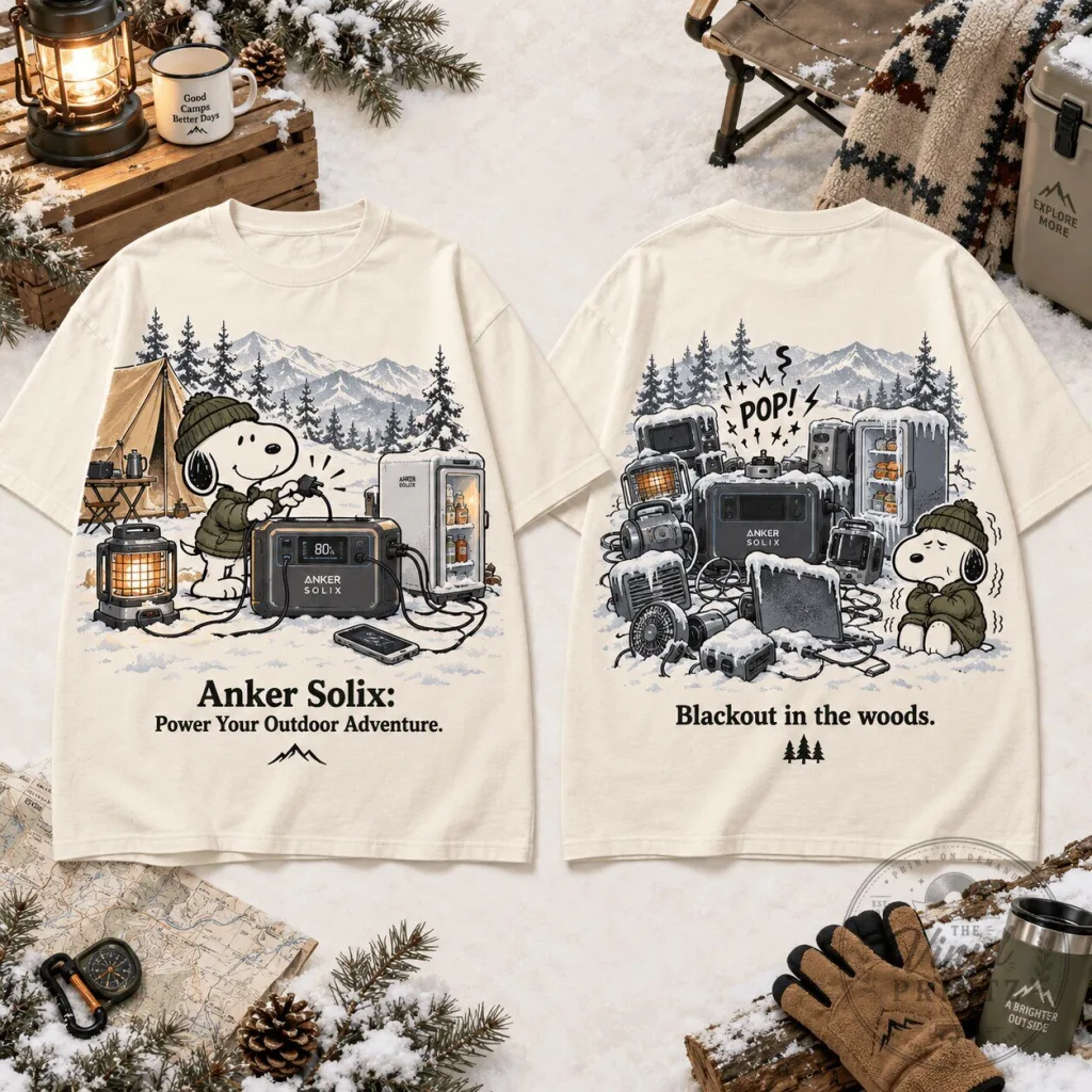 Snoopy Anker Solix Power Your Outdoor Adventure Camping T-Shirt Snoopy Anker Solix Power Your Outdoor Adventure Camping T-Shirt